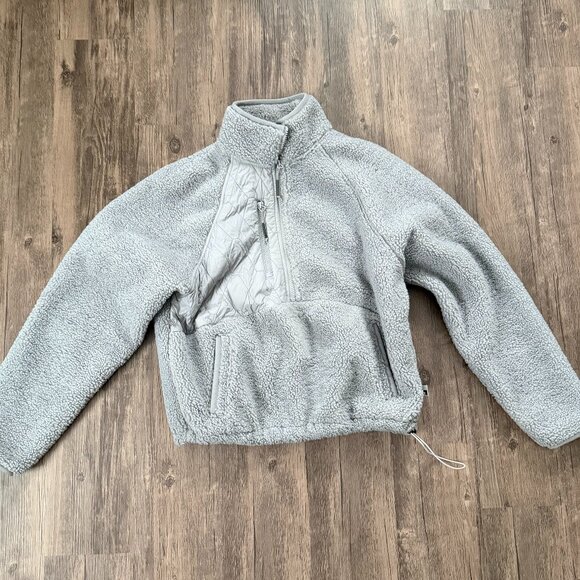 JoyLab Quarter Zip Cozy Sherpa Fleece Pullover with Pockets and Drawstring Cinch - Picture 1 of 7